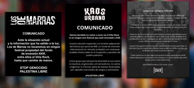 Las bandas ante el boicot al fondo proisraelí en los festivales: «Si no te posicionas, eres cómplice del genocidio»